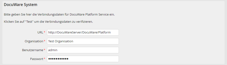 DocuWare System: Verbindung per Platform Service