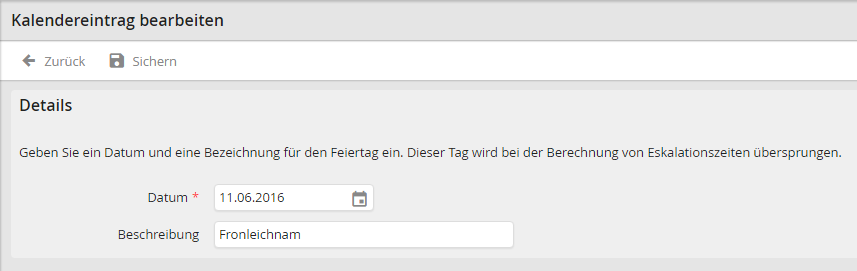 Eskalationskalender bearbeiten