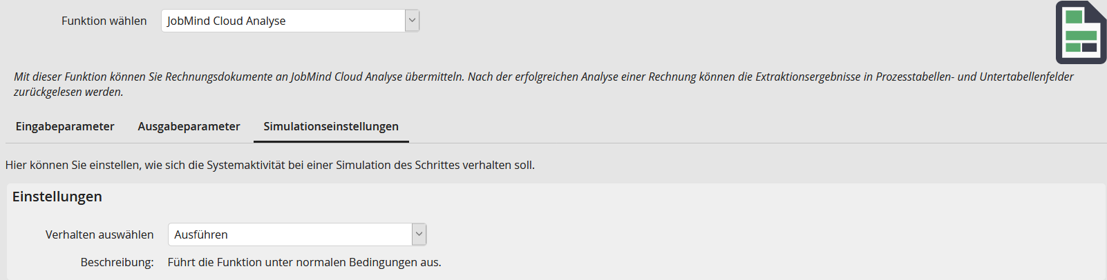 Simulationseinstellungen