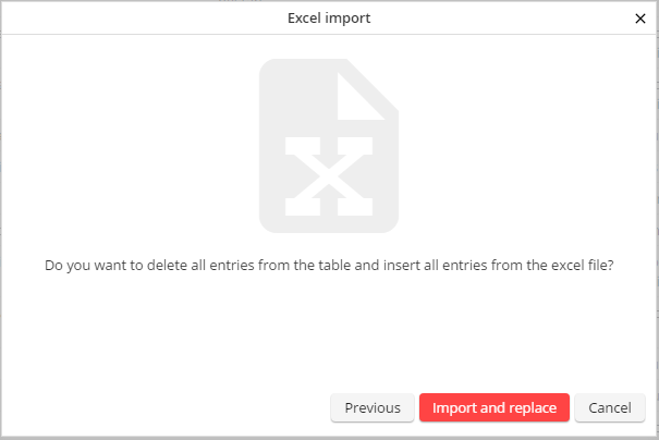 Confirmation prompt during Excel import