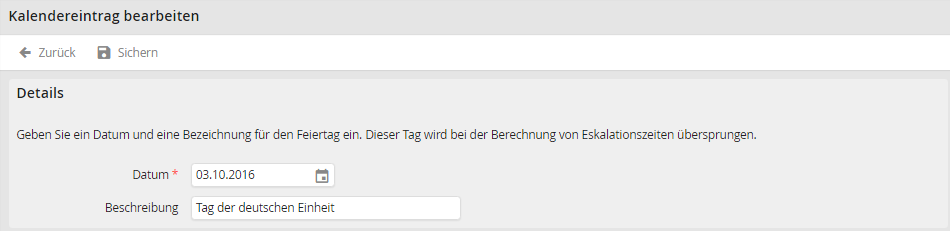 Eskalationskalender bearbeiten