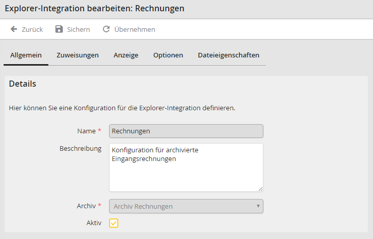 Registerkarte Allgemein