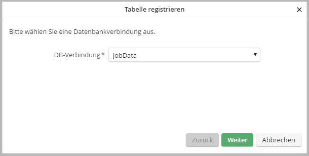Auswahl der Datenbankverbindung