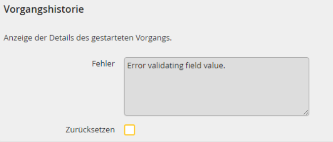 Import-Auftrag Vorgangshistorie (fehlgeschlagen)