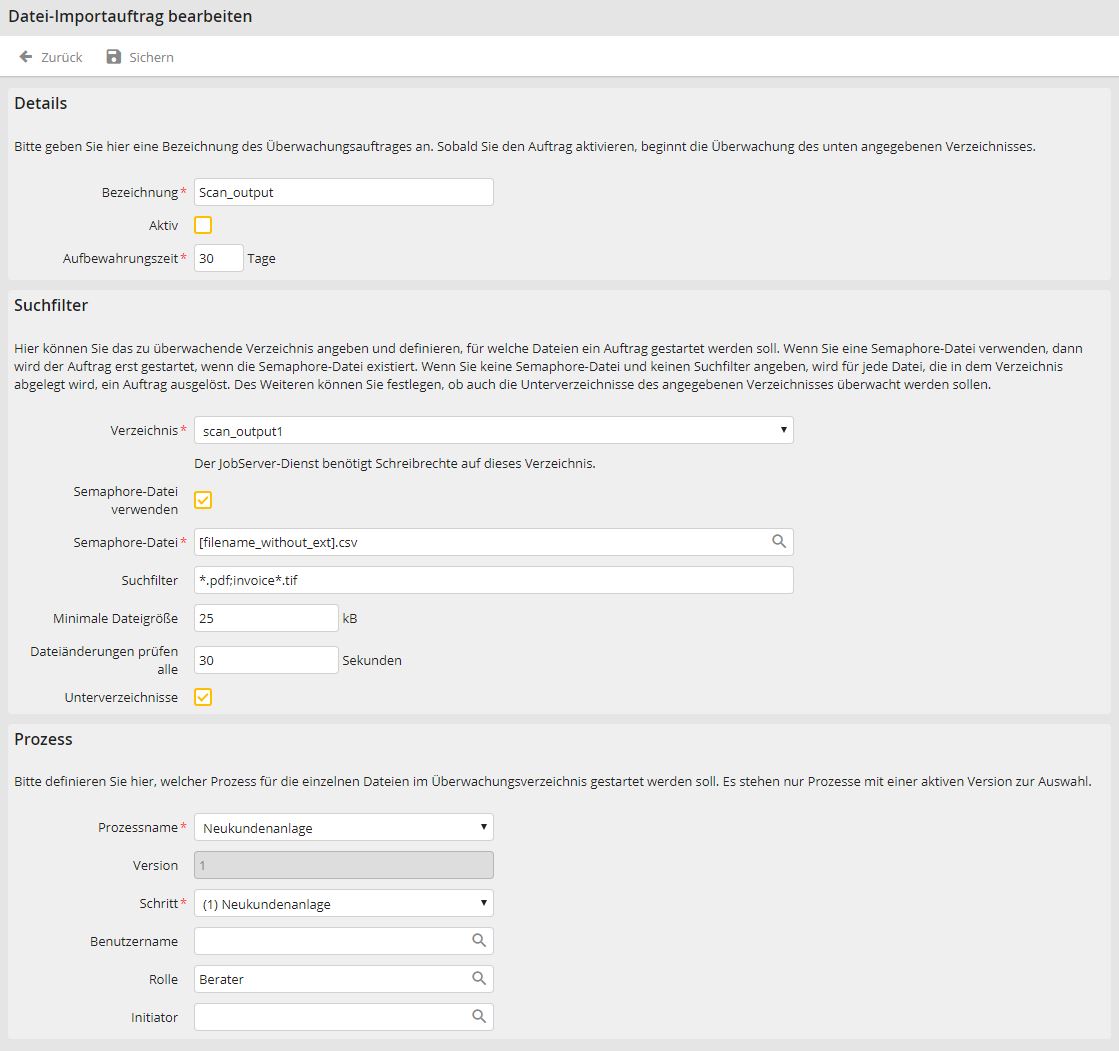 Datei-Importauftrag bearbeiten