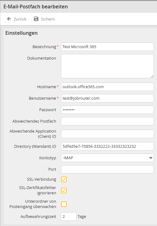 Postfach bearbeiten