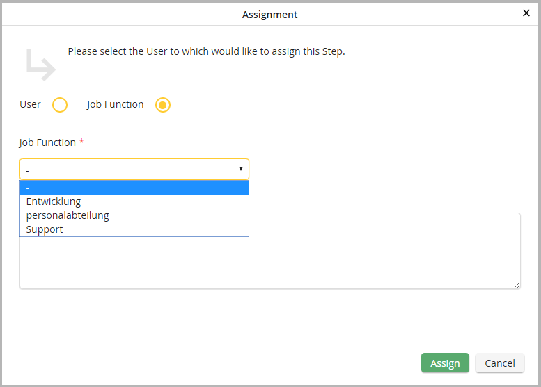 Assigning to a JobFunction