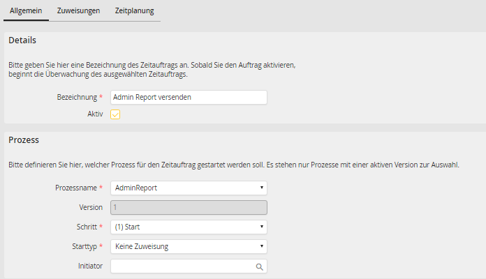 Zeitauftrag bearbeiten