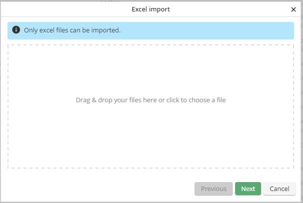 Upload an Excel import