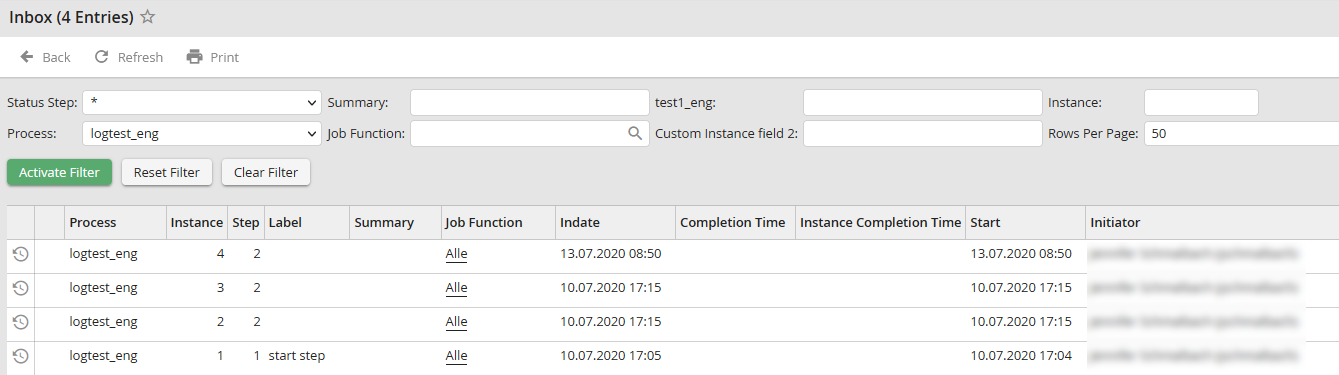 Process inbox - Open a step