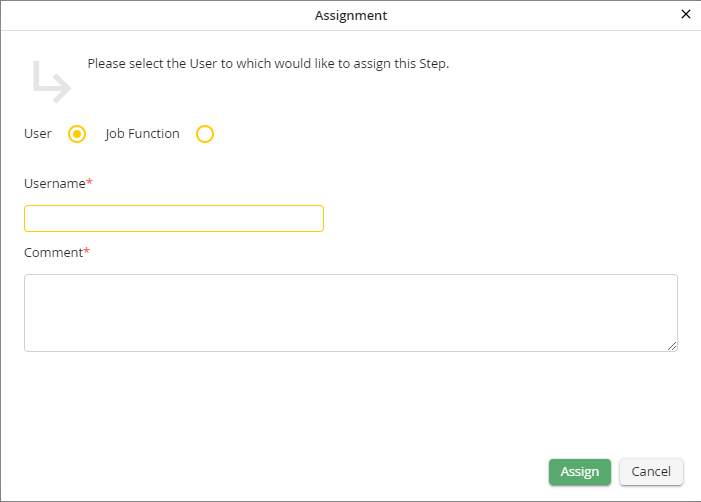 Assigning a step to a user or Job Function