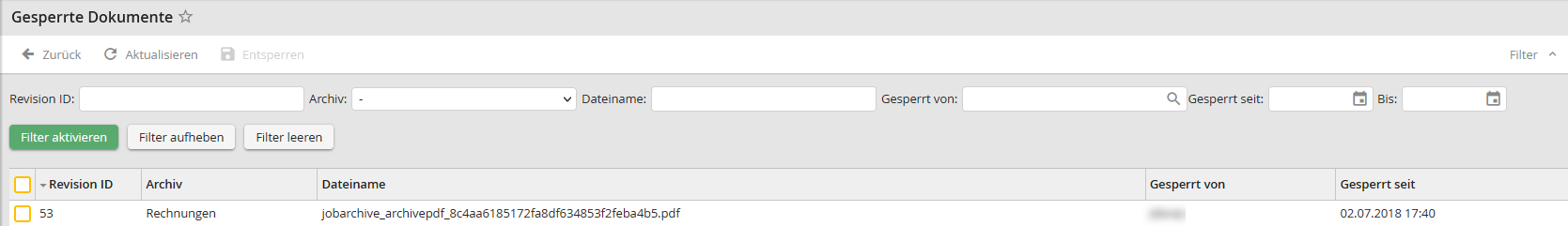 Gesperrte Dokumente Gesperrte Dokumente