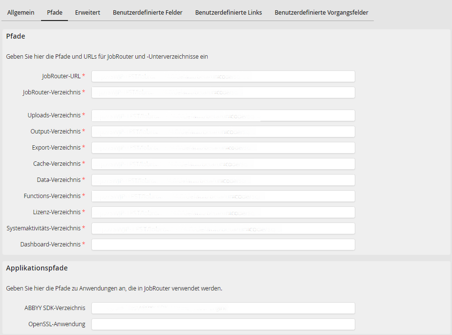 Allgemeine Einstellungen in der Konfiguration