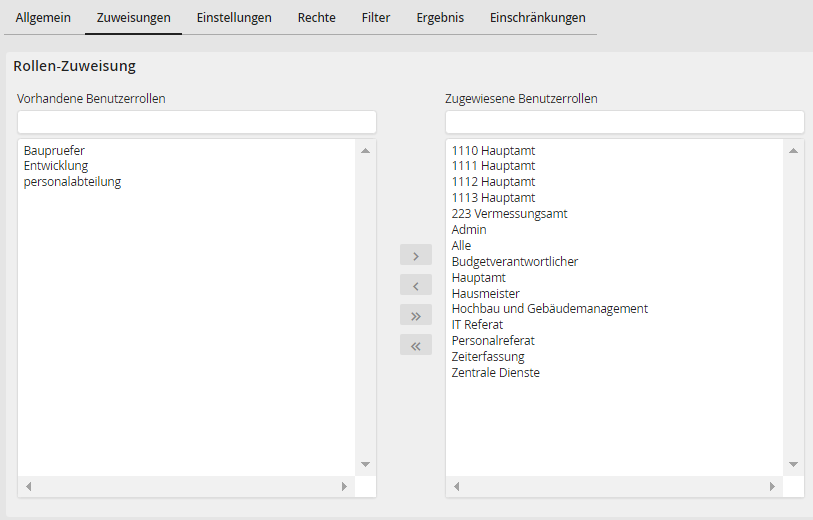 Archivansicht bearbeiten – Registerkarte Zuweisungen Archivansicht bearbeiten – Registerkarte Zuweisungen