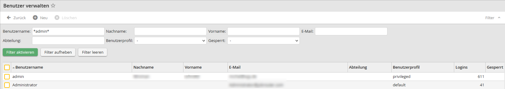 Benutzer verwalten Benutzer verwalten