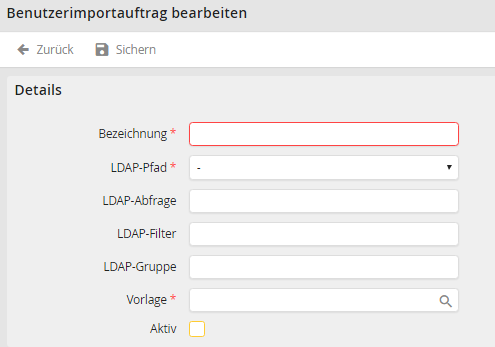 Benutzerimport bearbeiten Benutzerimport bearbeiten