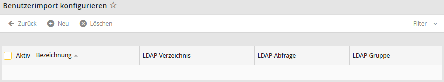 Benutzerimport Übersicht