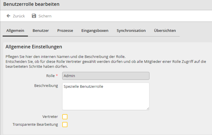 Benutzerrolle bearbeiten Benutzerrolle bearbeiten