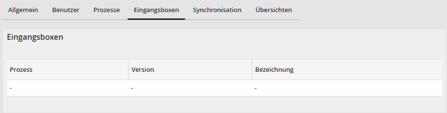 Eingangsboxen anzeigen Eingangsboxen anzeigen