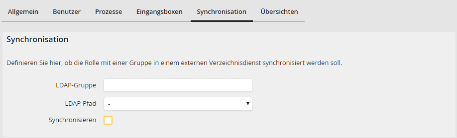 Benutzerrolle synchronisieren