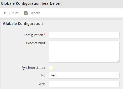 Globale Konfiguration bearbeiten Globale Konfiguration bearbeiten