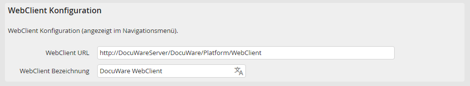 WebClient Konfiguration WebClient Konfiguration