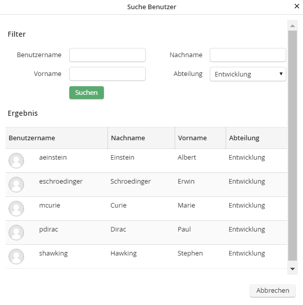 Benutzer auswählen Benutzer auswählen