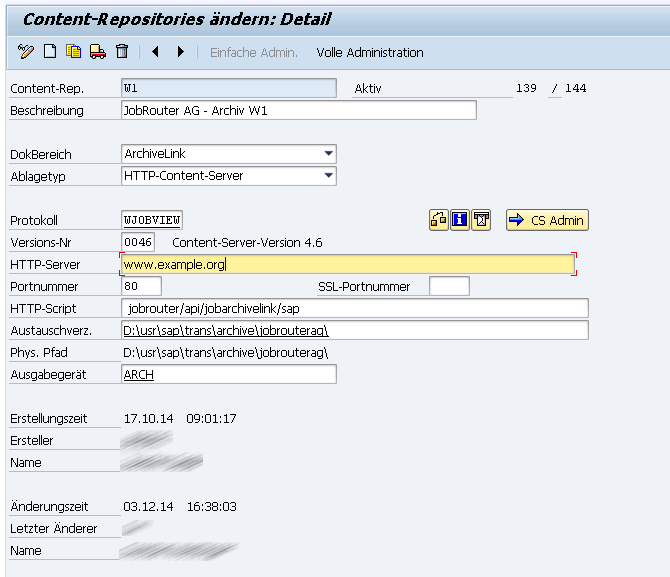Content-Repositories ändern - Detail Content-Repositories ändern - Detail