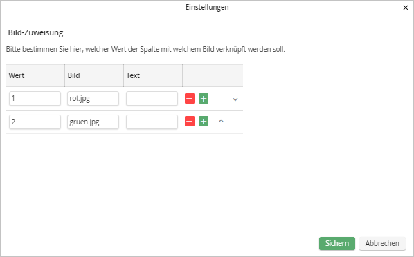 Bild-Zuweisungseinstellungen
