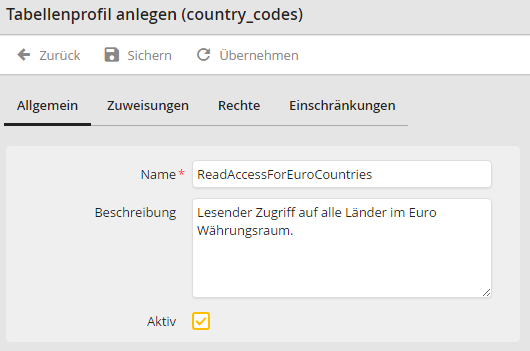 Allgemeine Profileinstellungen Allgemeine Profileinstellungen