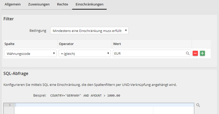 Einschränkungen setzen Einschränkungen setzen