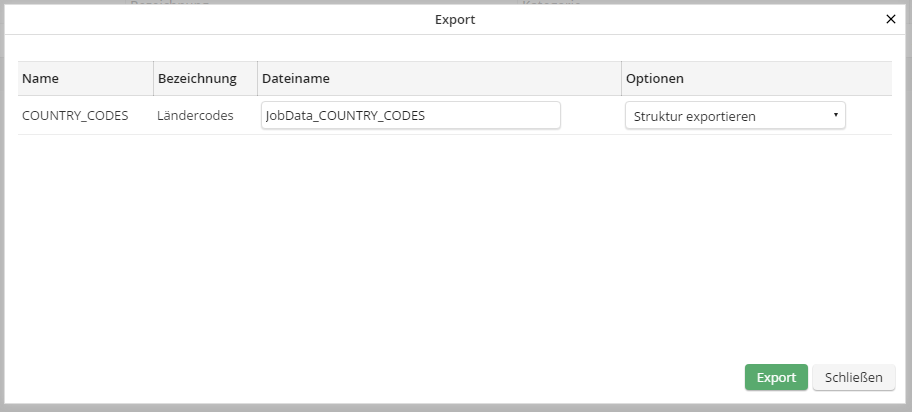 Tabelle exportieren Tabelle exportieren