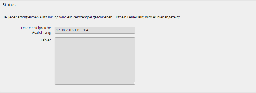 Import-Verbindung Ausführungsstatus Import-Verbindung Ausführungsstatus