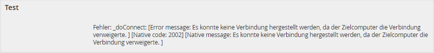 Import-Verbindung testen Import-Verbindung testen