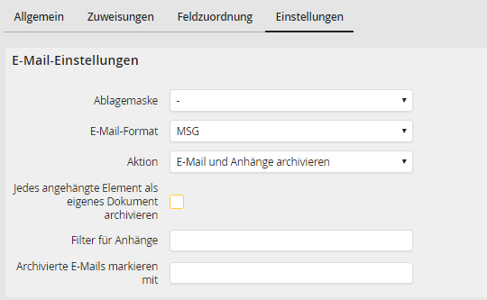 E-Mail-Einstellungen E-Mail-Einstellungen