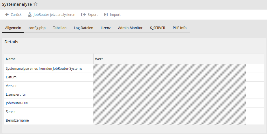 Analyseergebnis – Registerkarte Allgemein Analyseergebnis – Registerkarte Allgemein