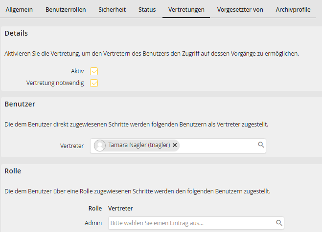 Vertretung aktivieren Vertretung aktivieren