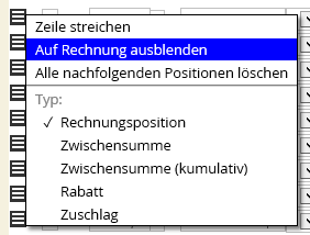 AufRechnungAusblenden