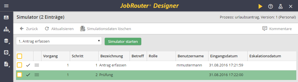 Bearbeitete Schritte