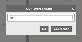 OCR-Wert ändern Dialog