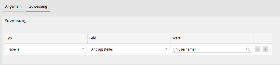 Zuweisung in Wertzuweisungsregel