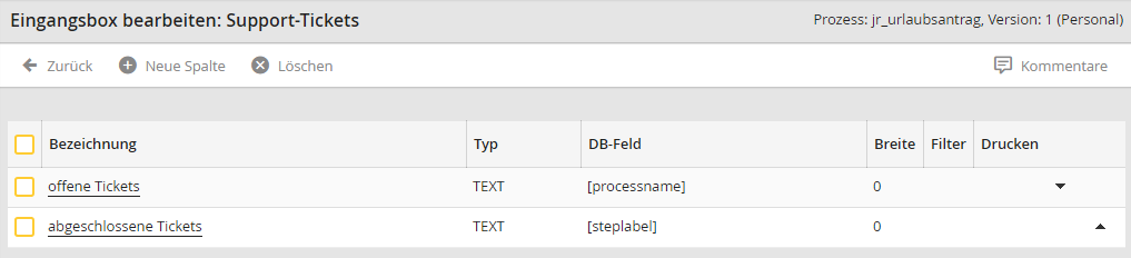 Eingangsbox: Spalten Eingangsbox: Spalten