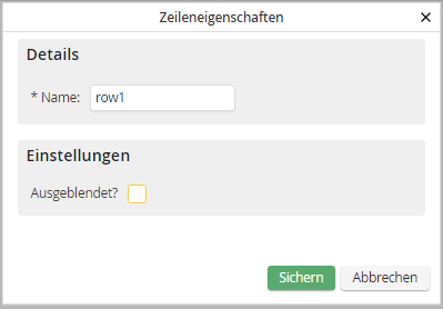 Zeileneigenschaften Zeileneigenschaften