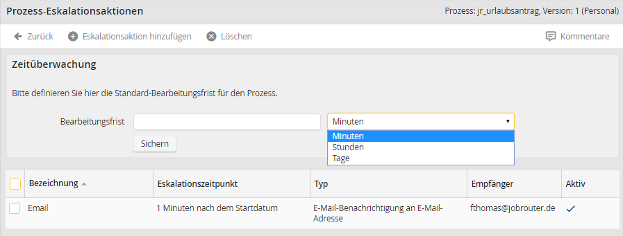 Prozess Eskalationsaktionen Prozess Eskalationsaktionen