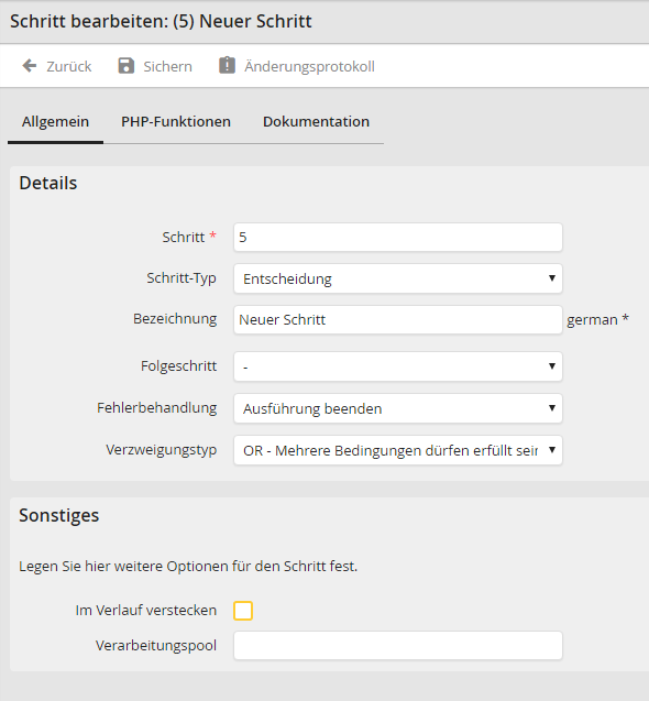 Entscheidungsschritt anlegen und bearbeiten