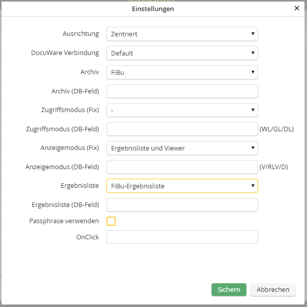 DocuWare-WebClient-Einstellungen (DocuWare-Version ≥ 6.5) 