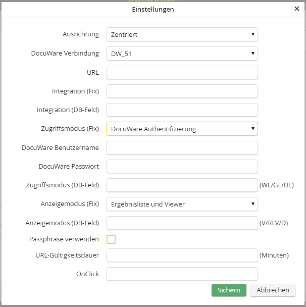 DocuWare-WebClient-Einstellungen (DocuWare-Version < 6.5) 