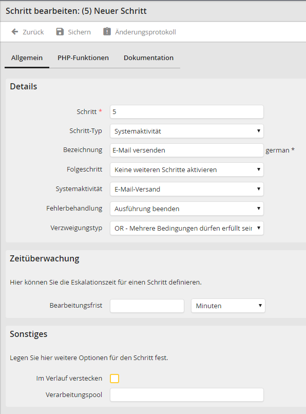 Systemaktivität anlegen und bearbeiten