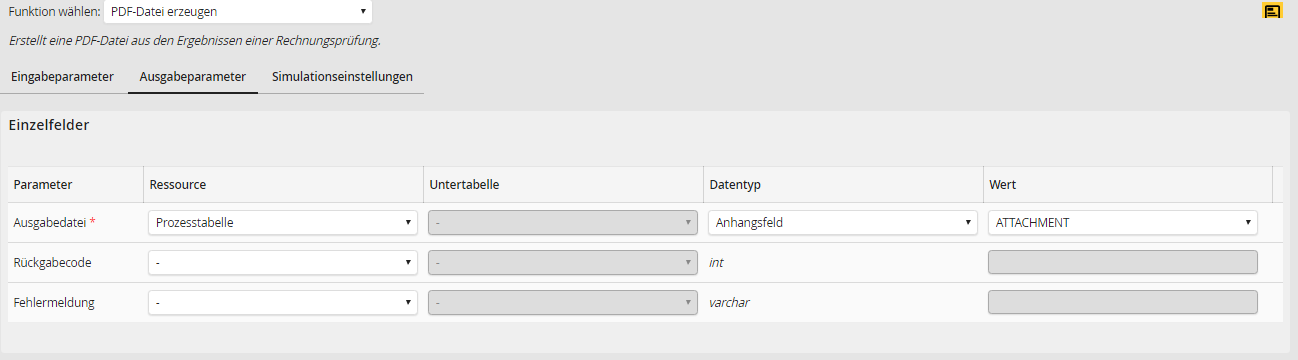 Ausgabeparameter der Funktion PDF-Datei erzeugen von JobMind Bau Ausgabeparameter der Funktion PDF-Datei erzeugen von JobMind Bau