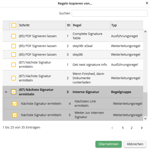Regelübersicht
